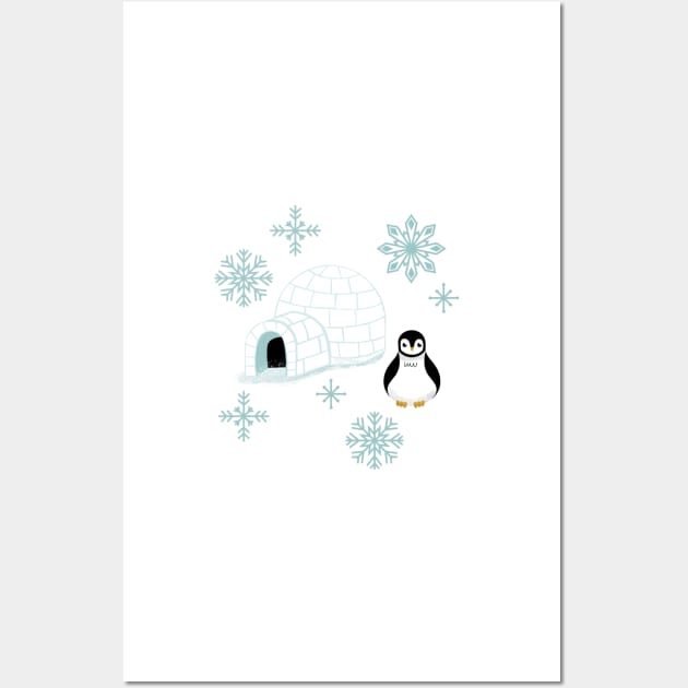 Penguins + Snowflakes Wall Art by latheandquill